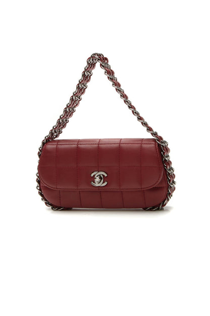 Multichain Square Quilt Mini Flap Bag - Dark Red - image 1