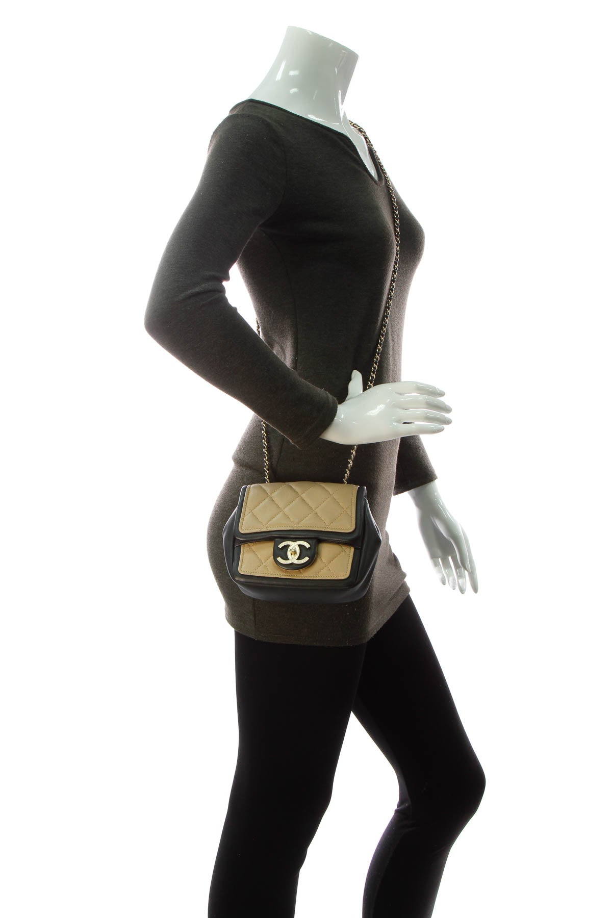 Graphic Mini Flap Bag - Beige/Black - image 2