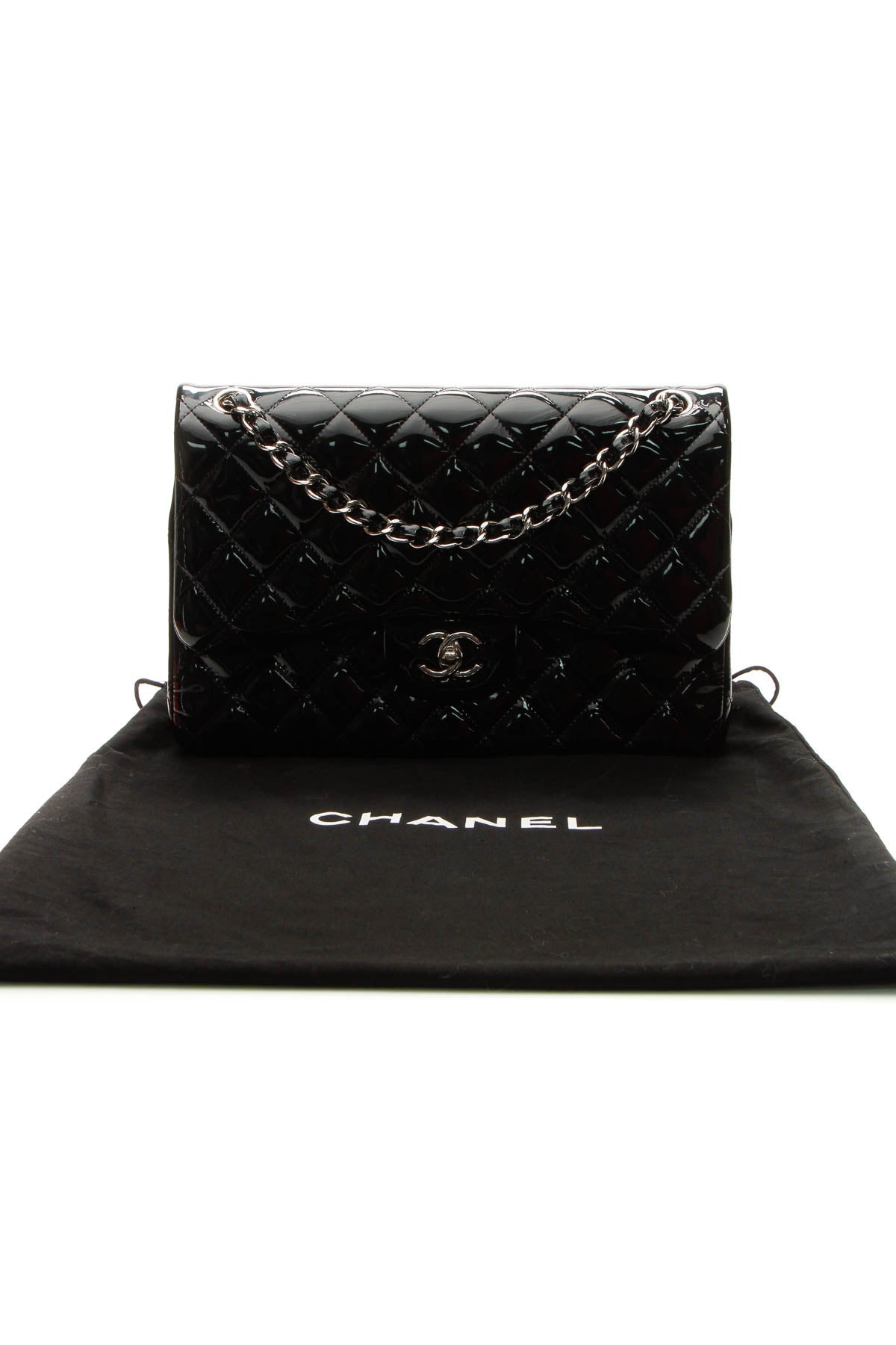 Chanel Classic Jumbo Double Flap Bag - Black Patent - photo 11