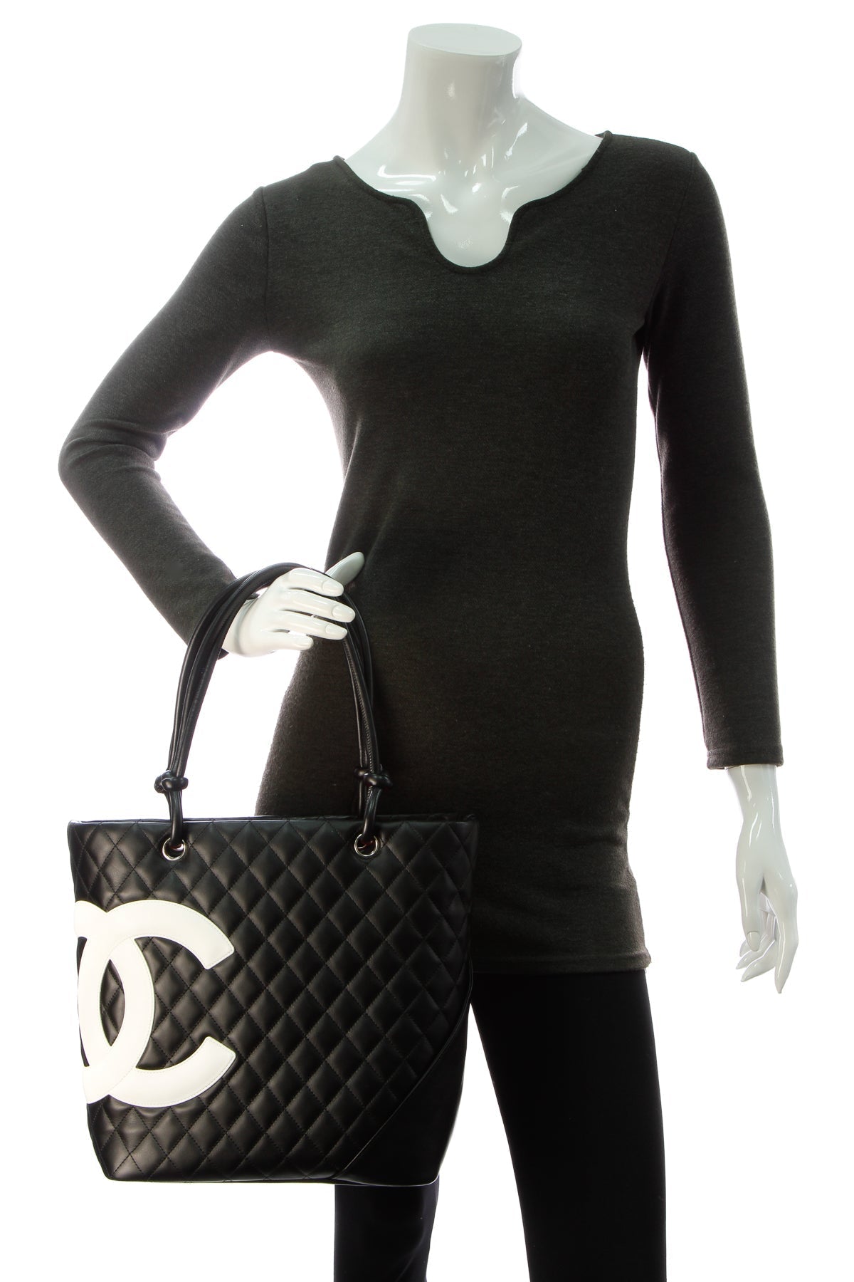 Cambon Small Shopping Tote Bag - Black/White - image 2