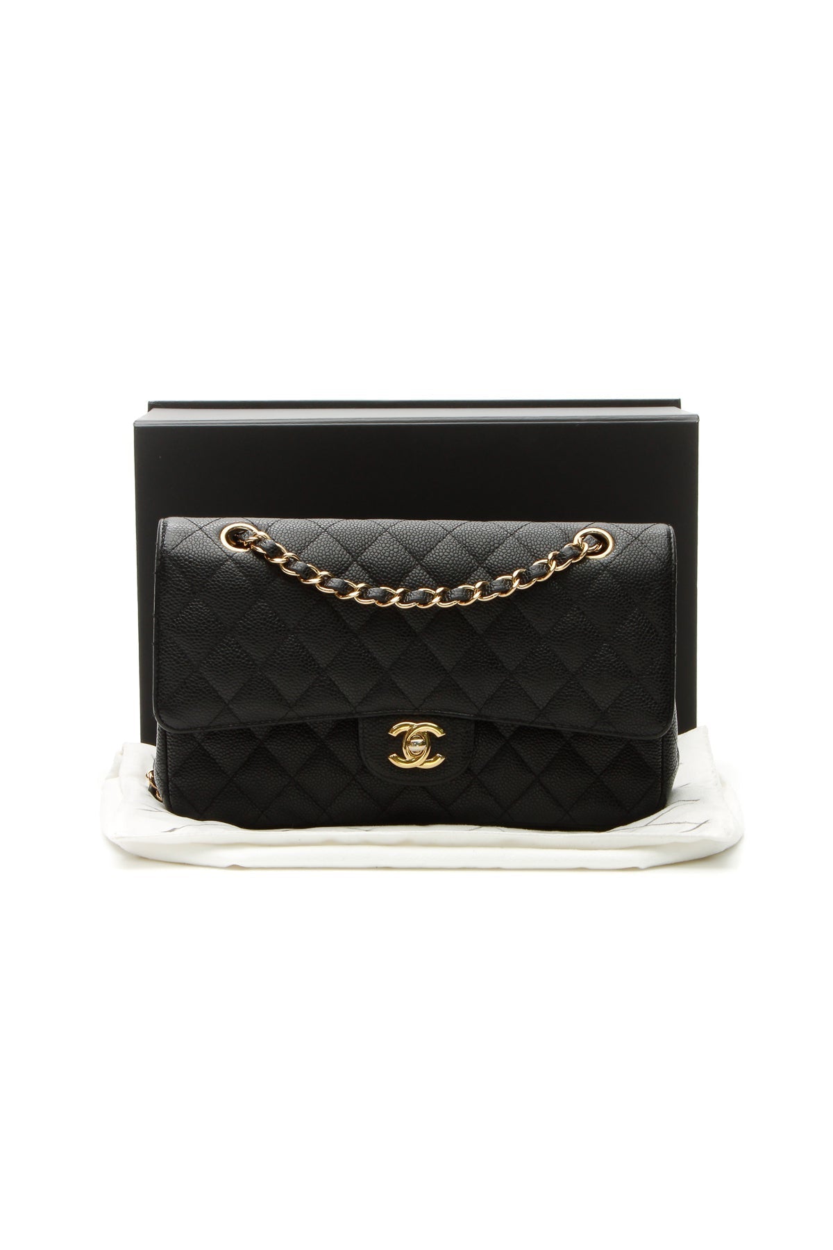 Classic Medium Double Flap Bag - Black Caviar - image 13