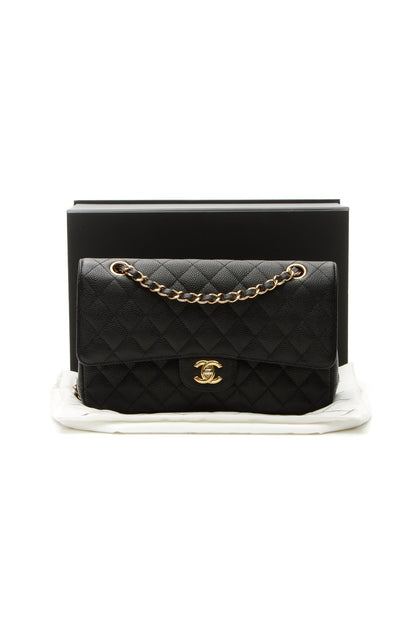 Classic Medium Double Flap Bag - Black Caviar - image 13