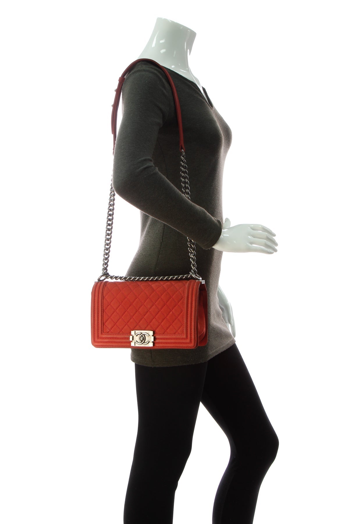 Old Medium Boy Bag - Rust Matte Caviar - image 2