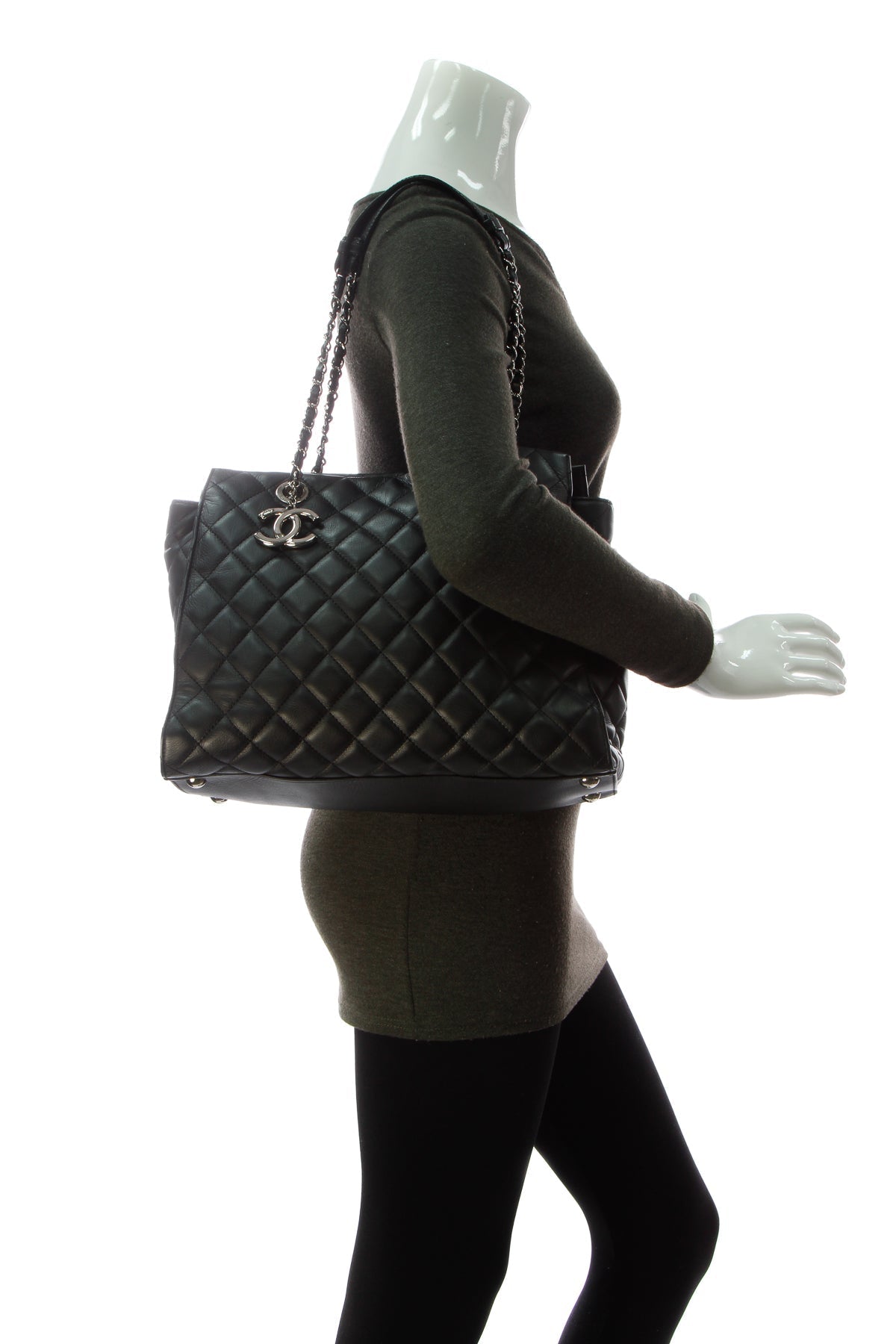 Quilted Tote Bag - Black - image 2