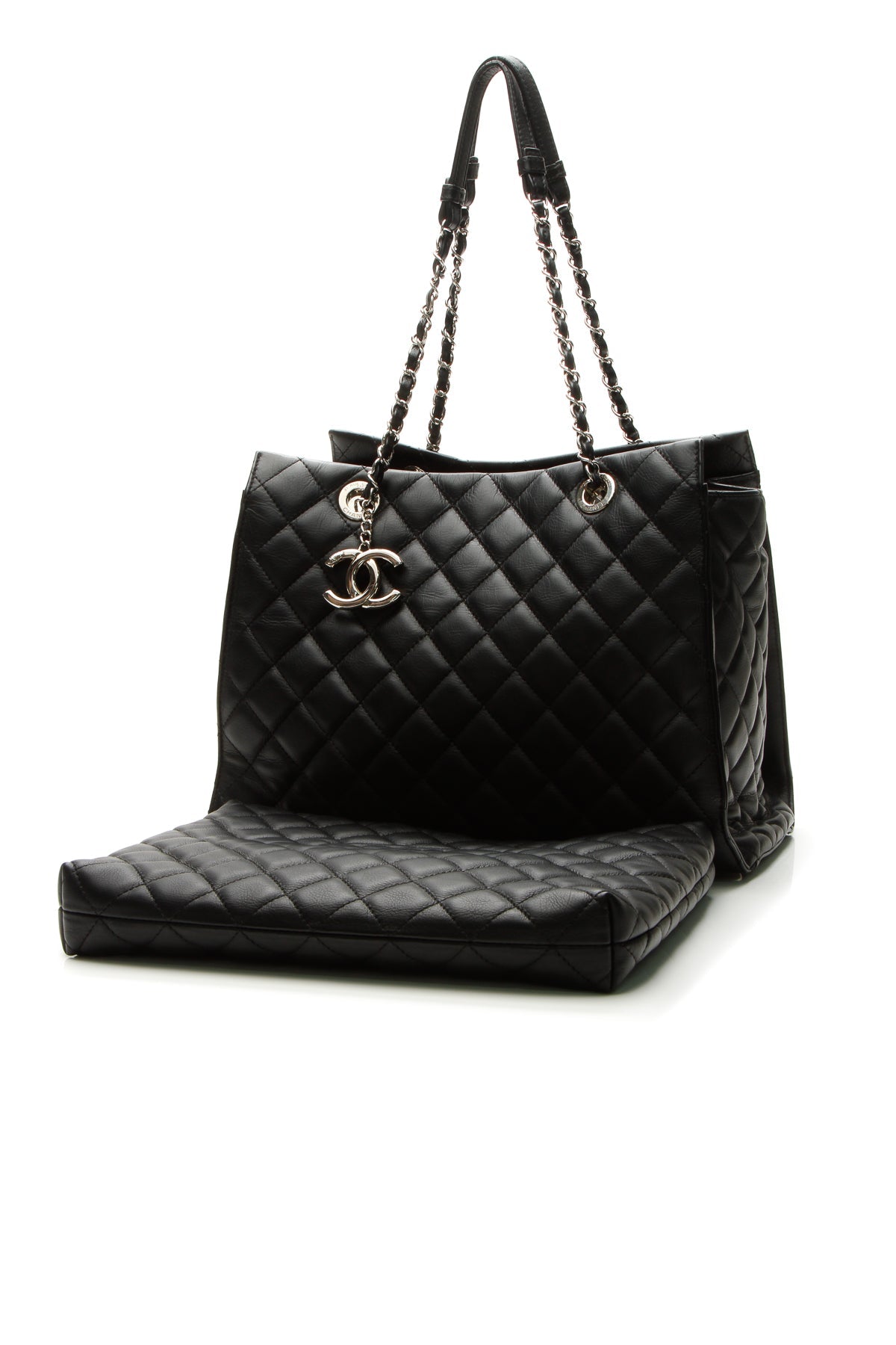Quilted Tote Bag - Black - image 1