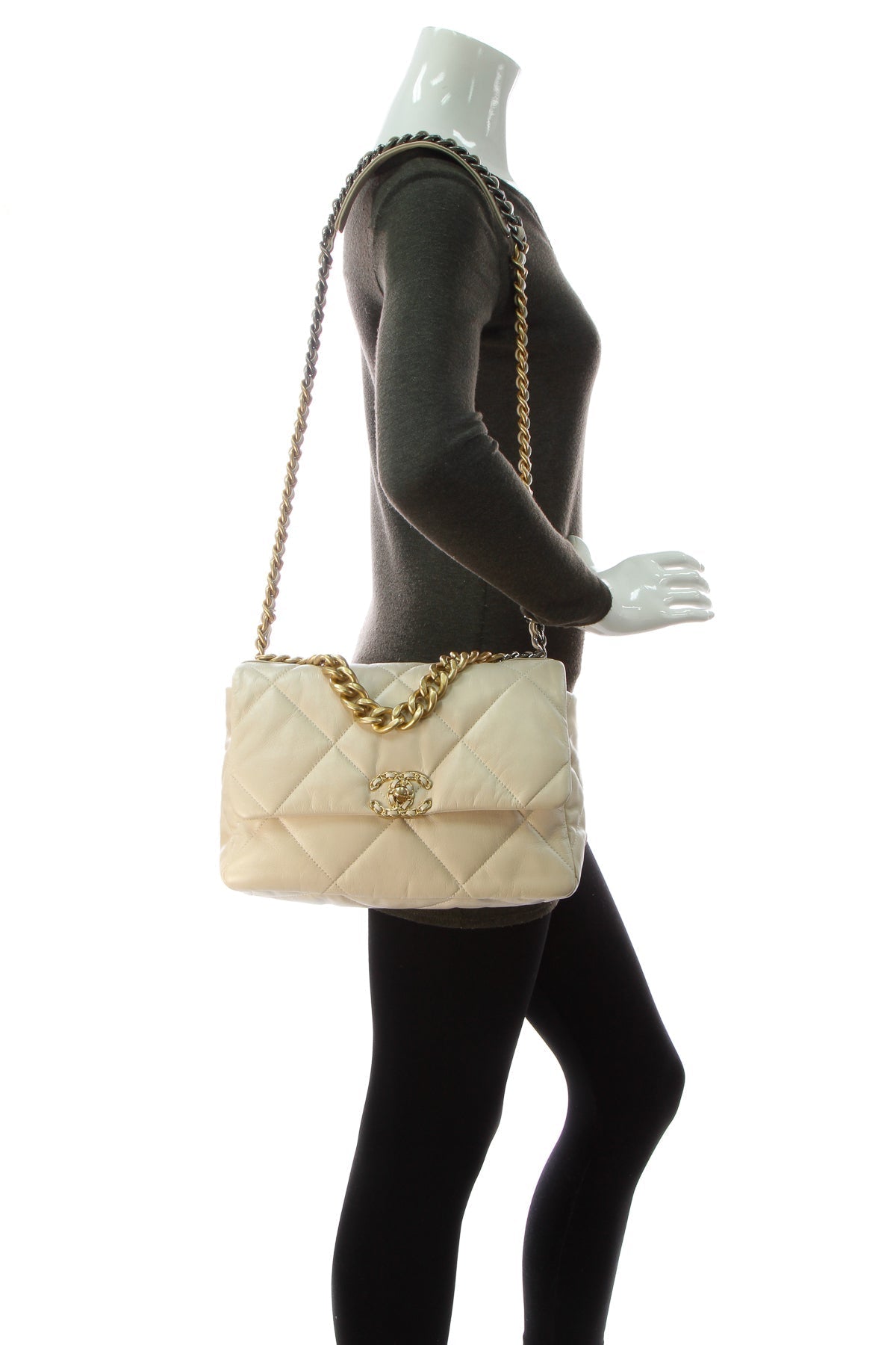 Chanel Quilted Chanel 19 Flap Bag - Beige - photo 2