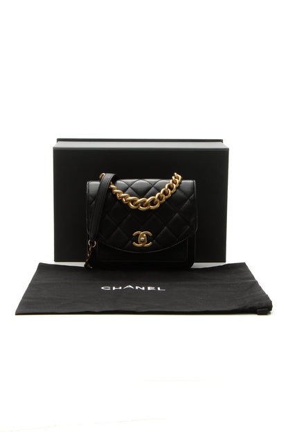 Quilted Mini Chain Handle Flap Bag - Black - image 10