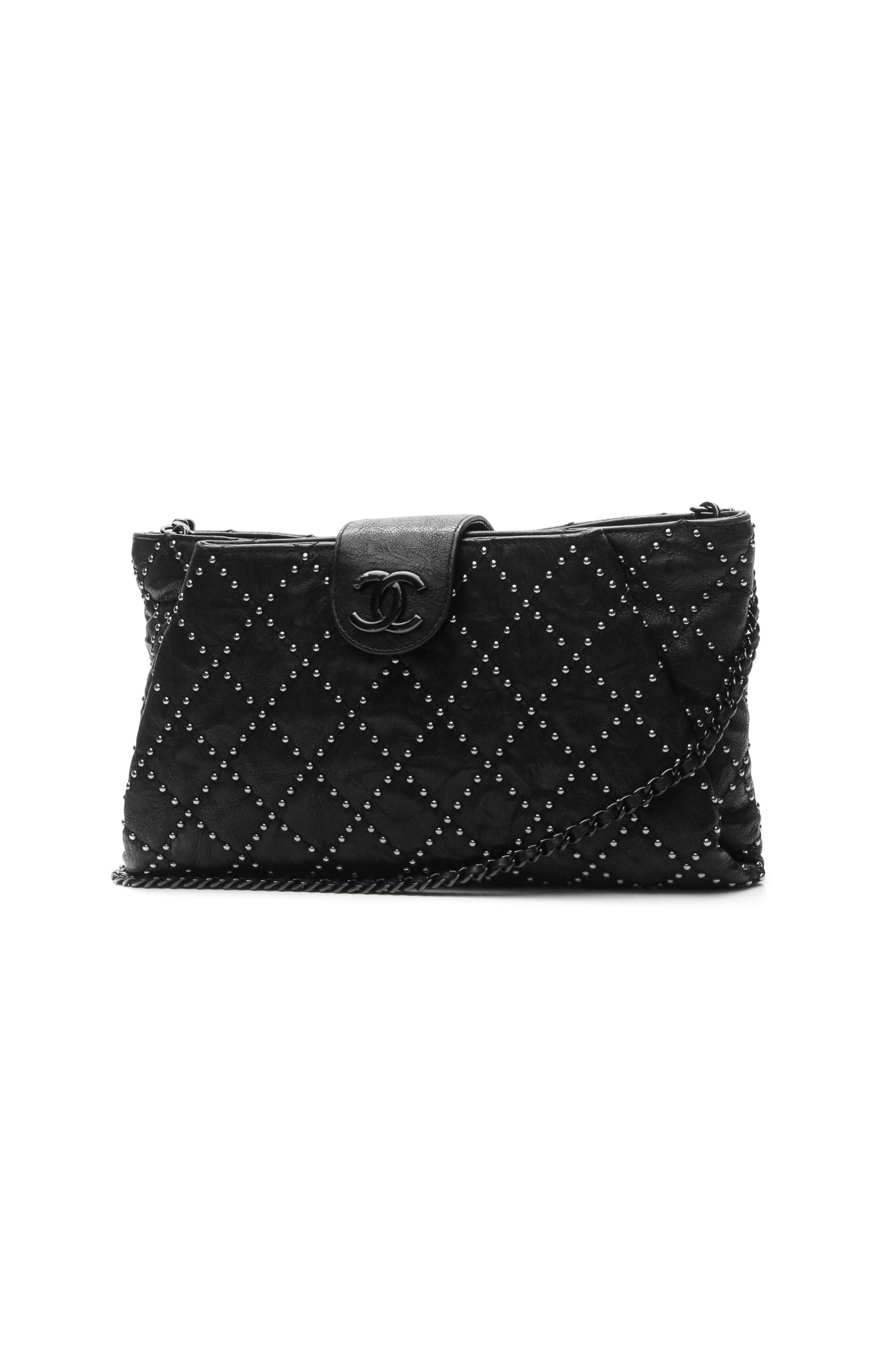 Coco Pleats Studded Clutch Bag - Black - image 1