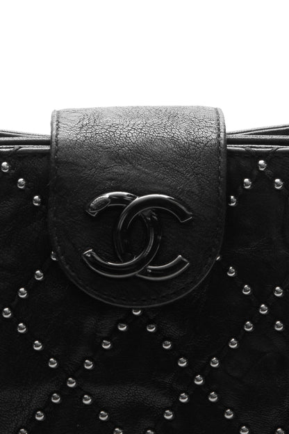 Coco Pleats Studded Clutch Bag - Black - image 8