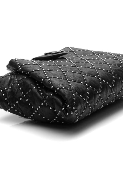 Coco Pleats Studded Clutch Bag - Black - image 5