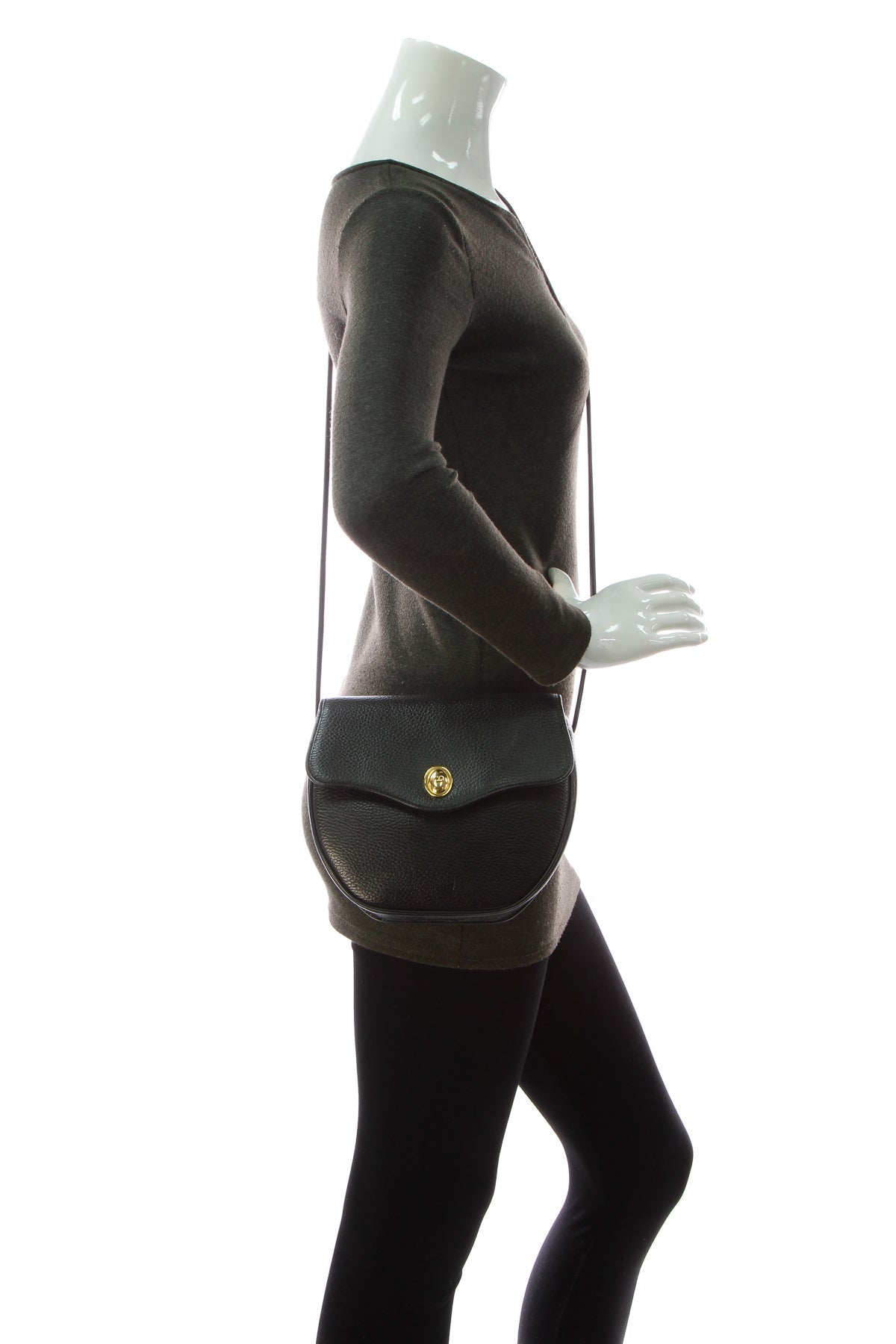 Vintage Flap Crossbody Bag - Black - image 2