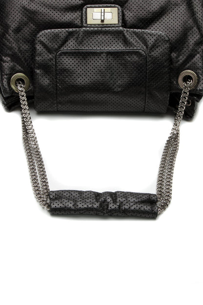 Perforated Accordion Large Flap Bag - Black - image 7