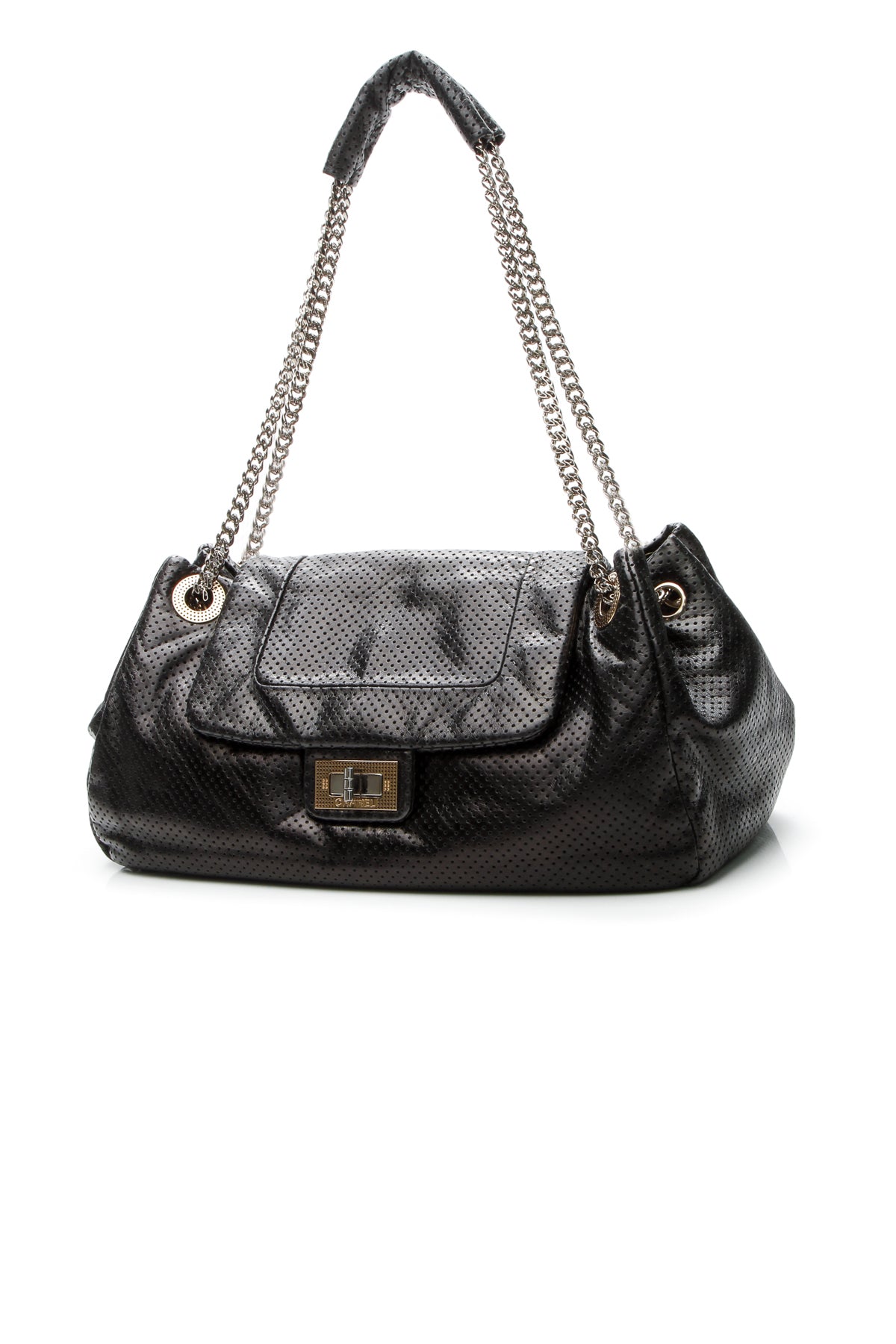 Perforated Accordion Large Flap Bag - Black - image 1