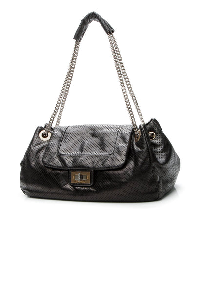 Perforated Accordion Large Flap Bag - Black - image 1