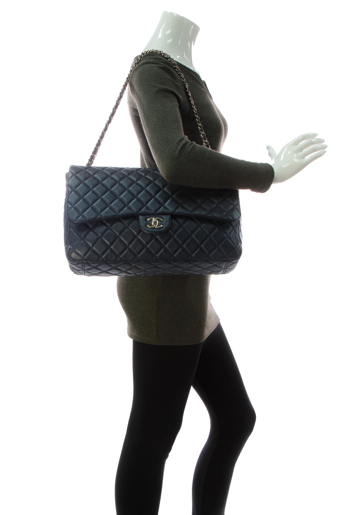 Quilted Airline XXL Single Flap Bag - Navy - image 2