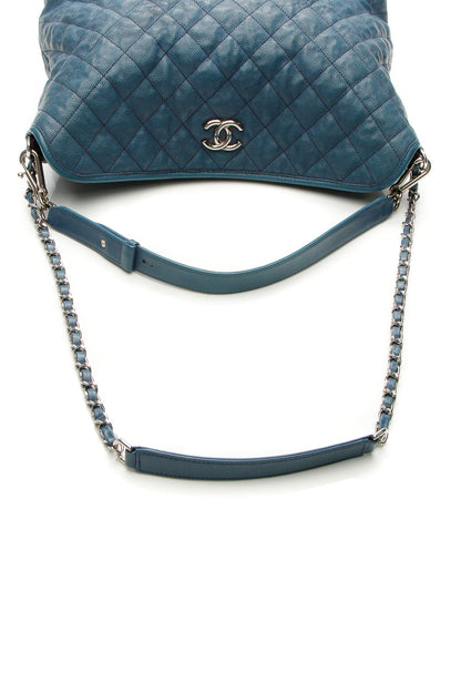 Quilted French Riviera Hobo Bag - Blue - image 7