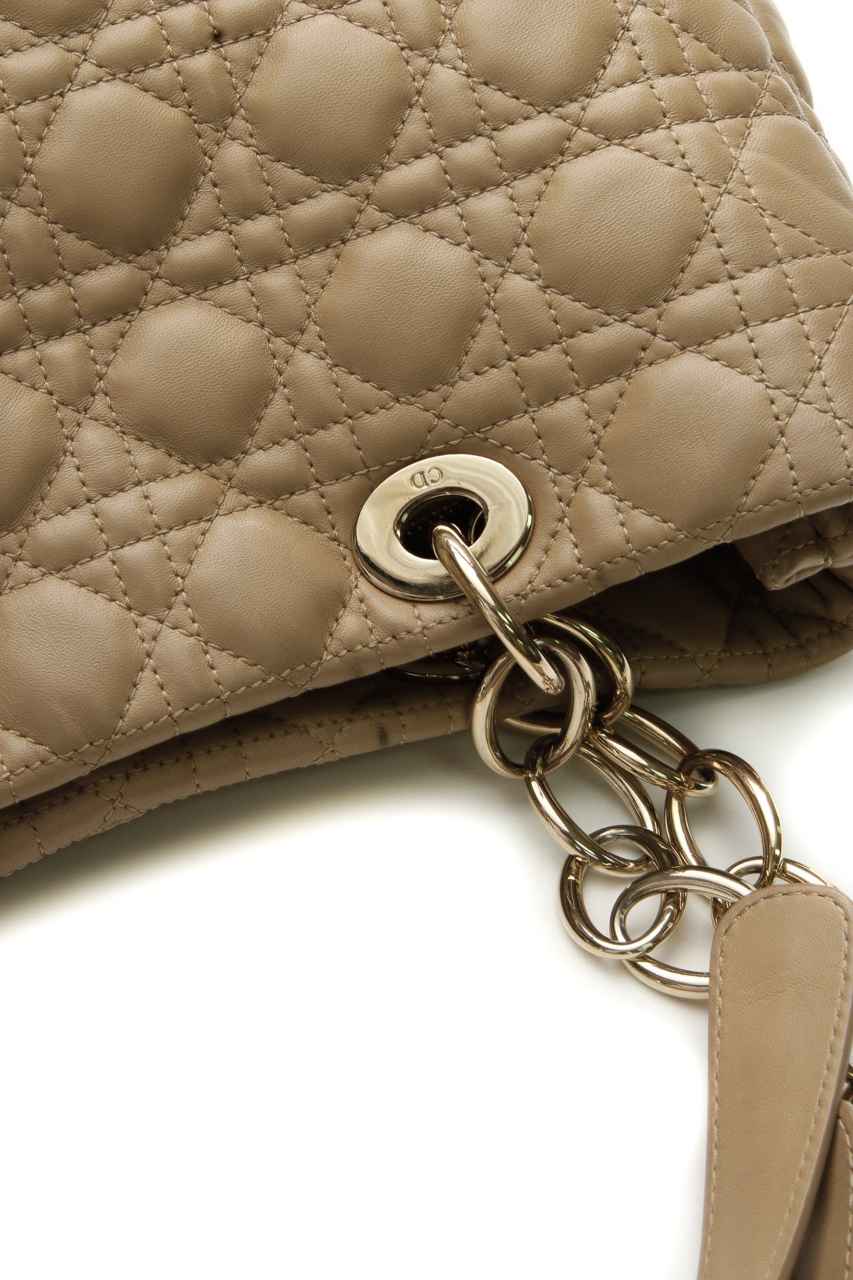 Cannage Large Shopping Tote Bag - Beige - image 9