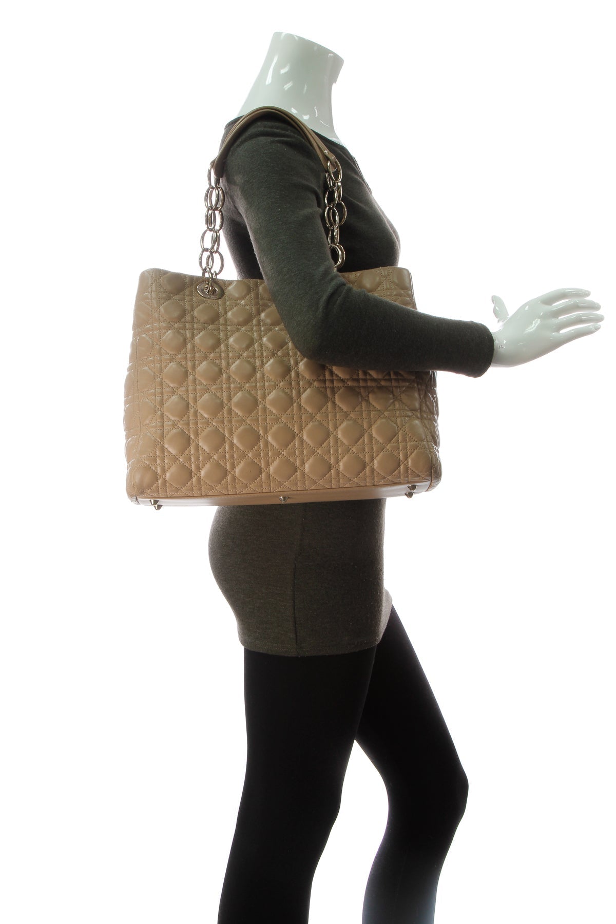 Cannage Large Shopping Tote Bag - Beige - image 2