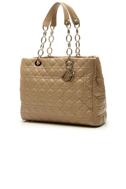 Cannage Large Shopping Tote Bag - Beige - image 1