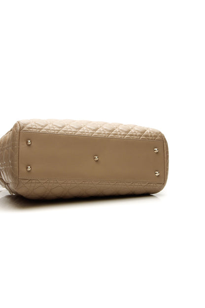 Cannage Large Shopping Tote Bag - Beige - image 4