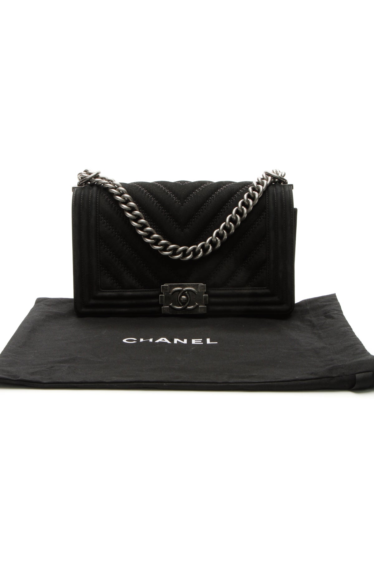 Chevron Old Medium Boy Bag - Black - image 11