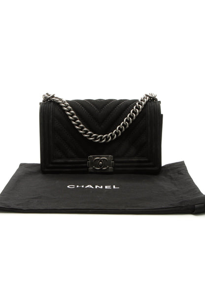 Chevron Old Medium Boy Bag - Black - image 11