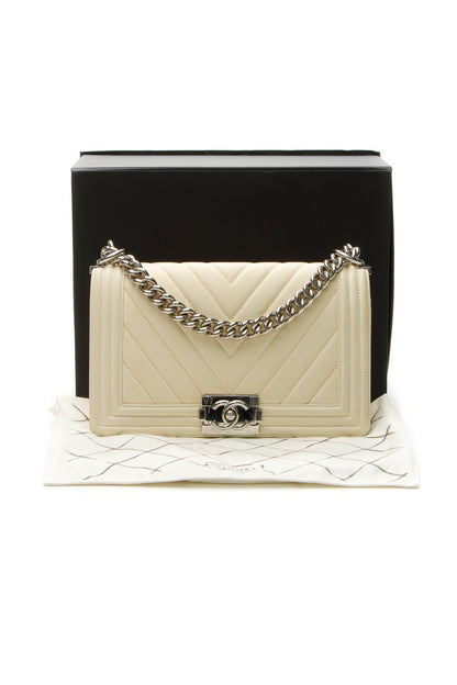 Chevron Old Medium Boy Bag - Ivory - image 12