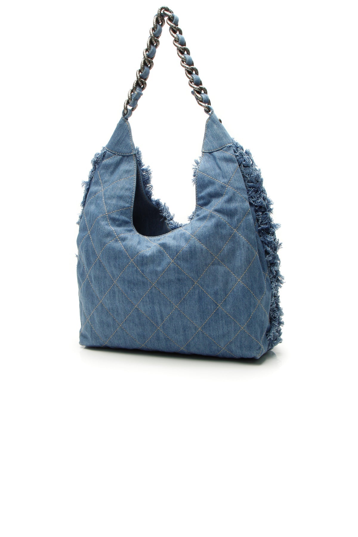 Quilted Denim Hobo Bag - Light Blue - image 3