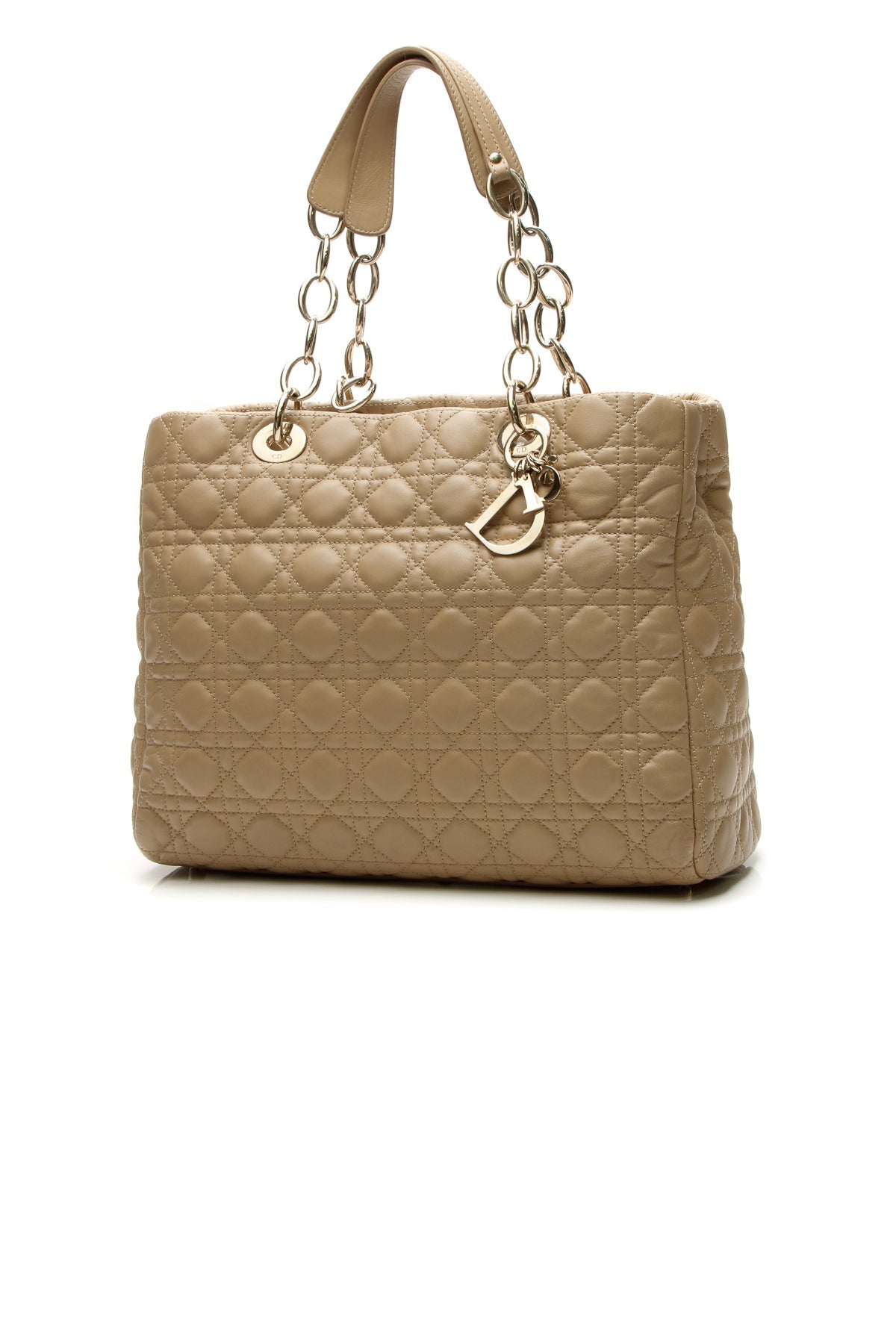 Cannage Large Shopping Tote Bag - Beige - image 1