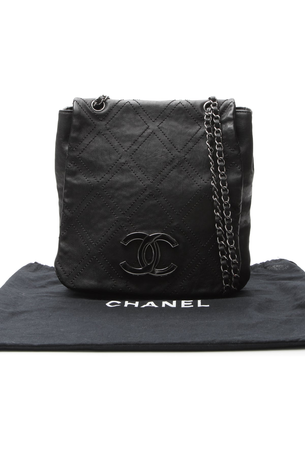 Diamond Stitch Large Messenger Bag - Black - image 10