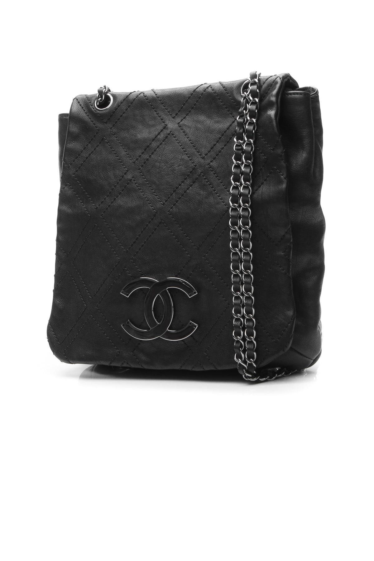 Diamond Stitch Large Messenger Bag - Black - image 1