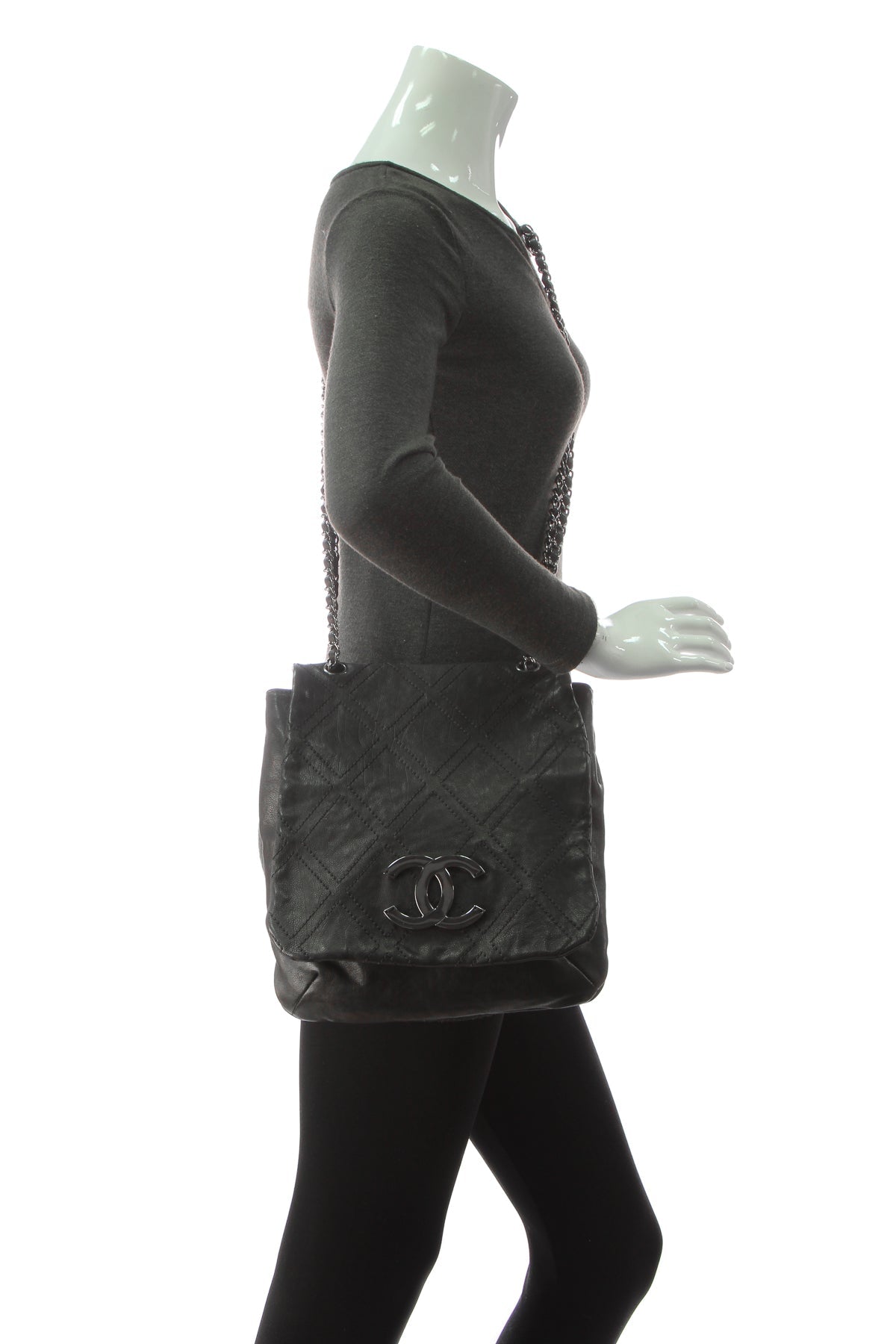 Diamond Stitch Large Messenger Bag - Black - image 2