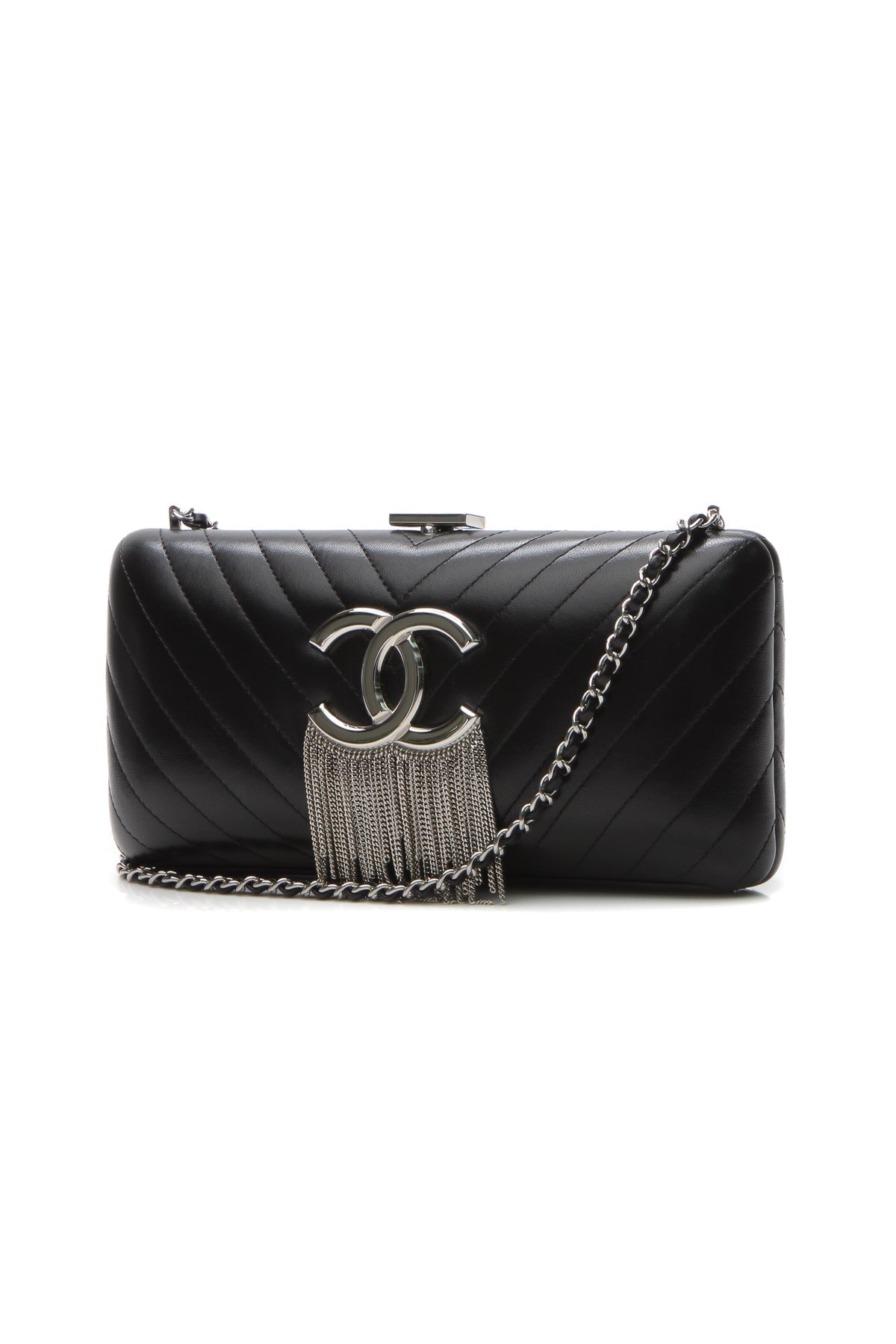 Chain Fringe Evening Bag - Black - image 1