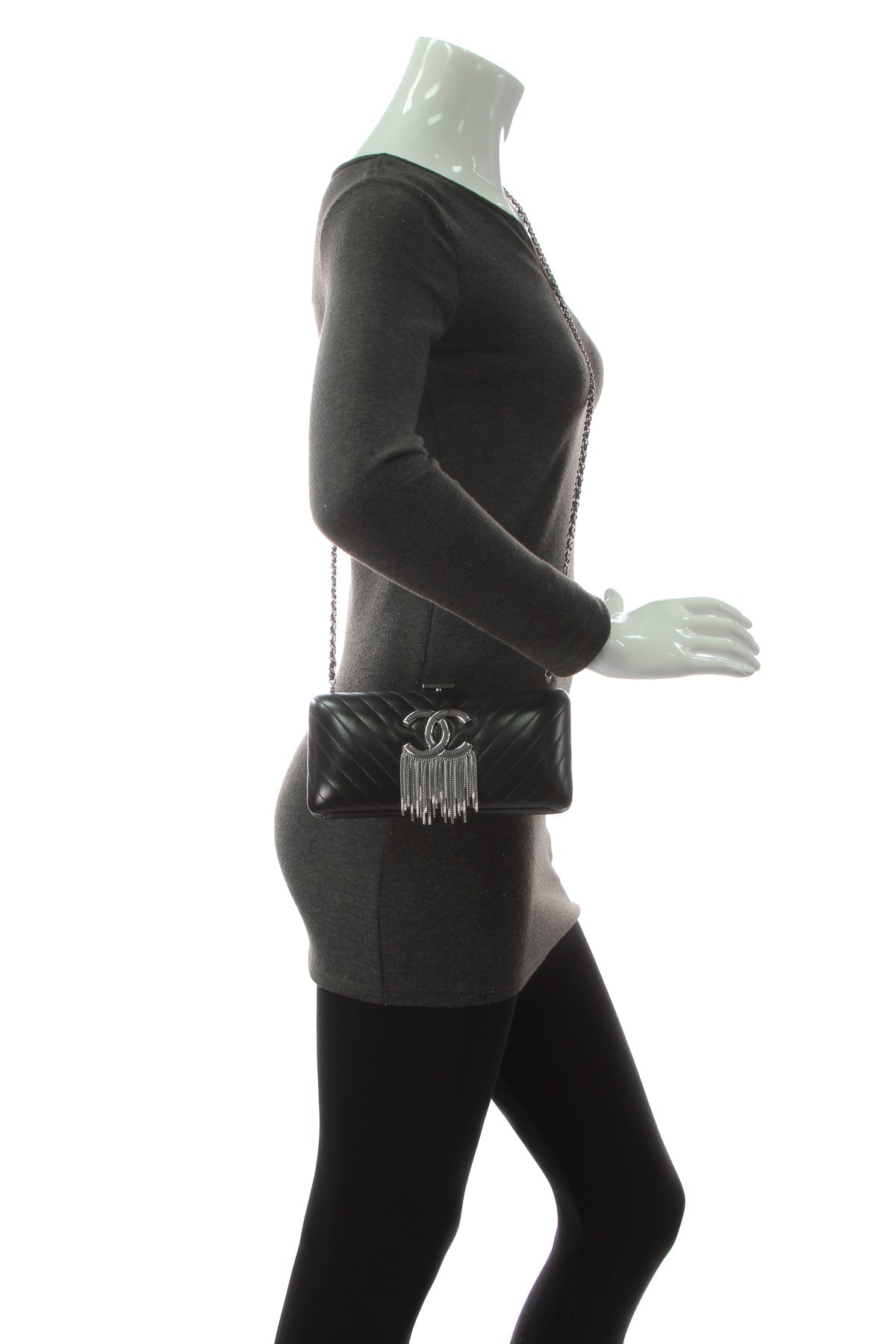 Chain Fringe Evening Bag - Black - image 2