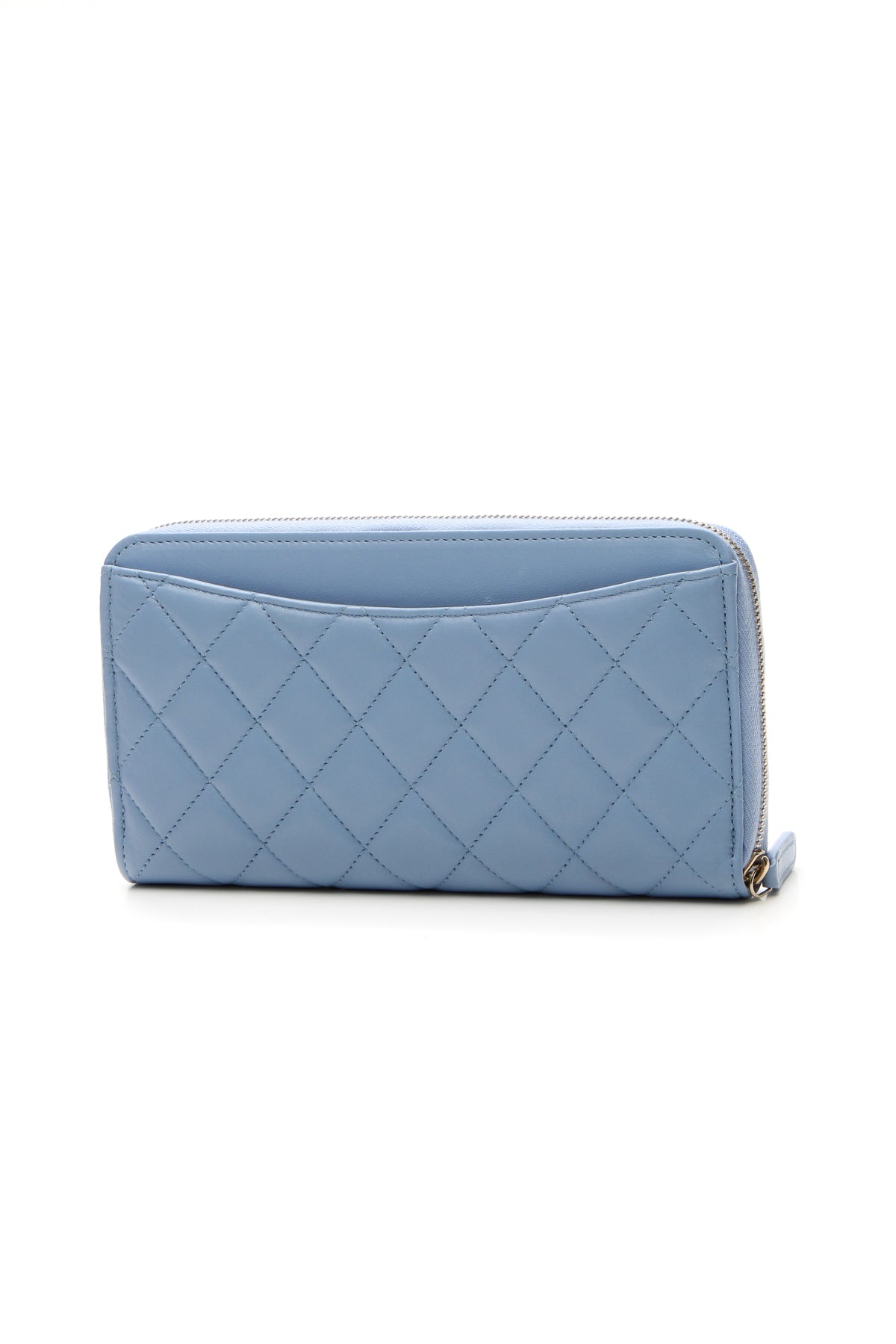 Quilted Classic Long Zip Wallet - Light Blue - image 2