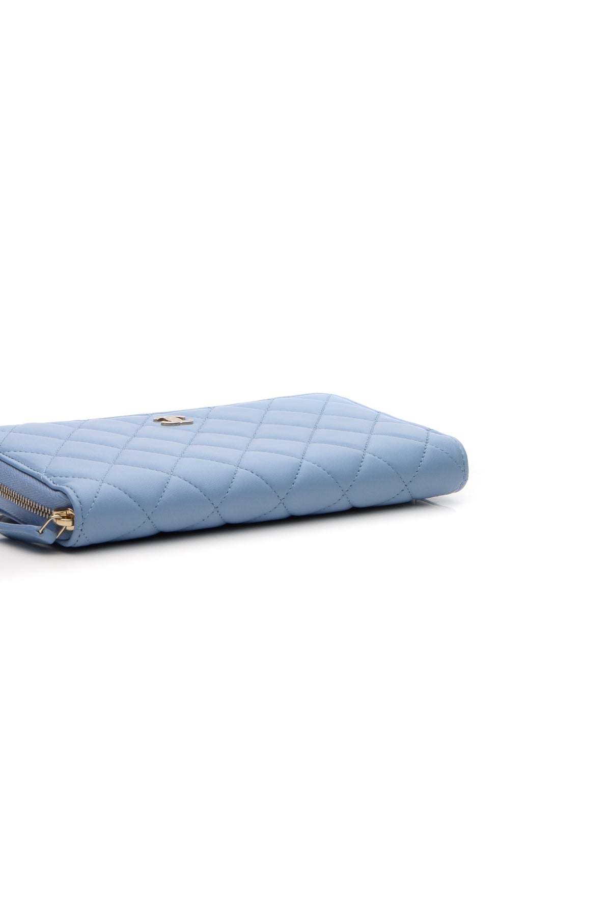 Quilted Classic Long Zip Wallet - Light Blue - image 3