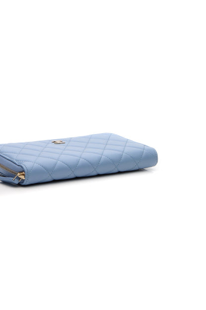 Quilted Classic Long Zip Wallet - Light Blue - image 3