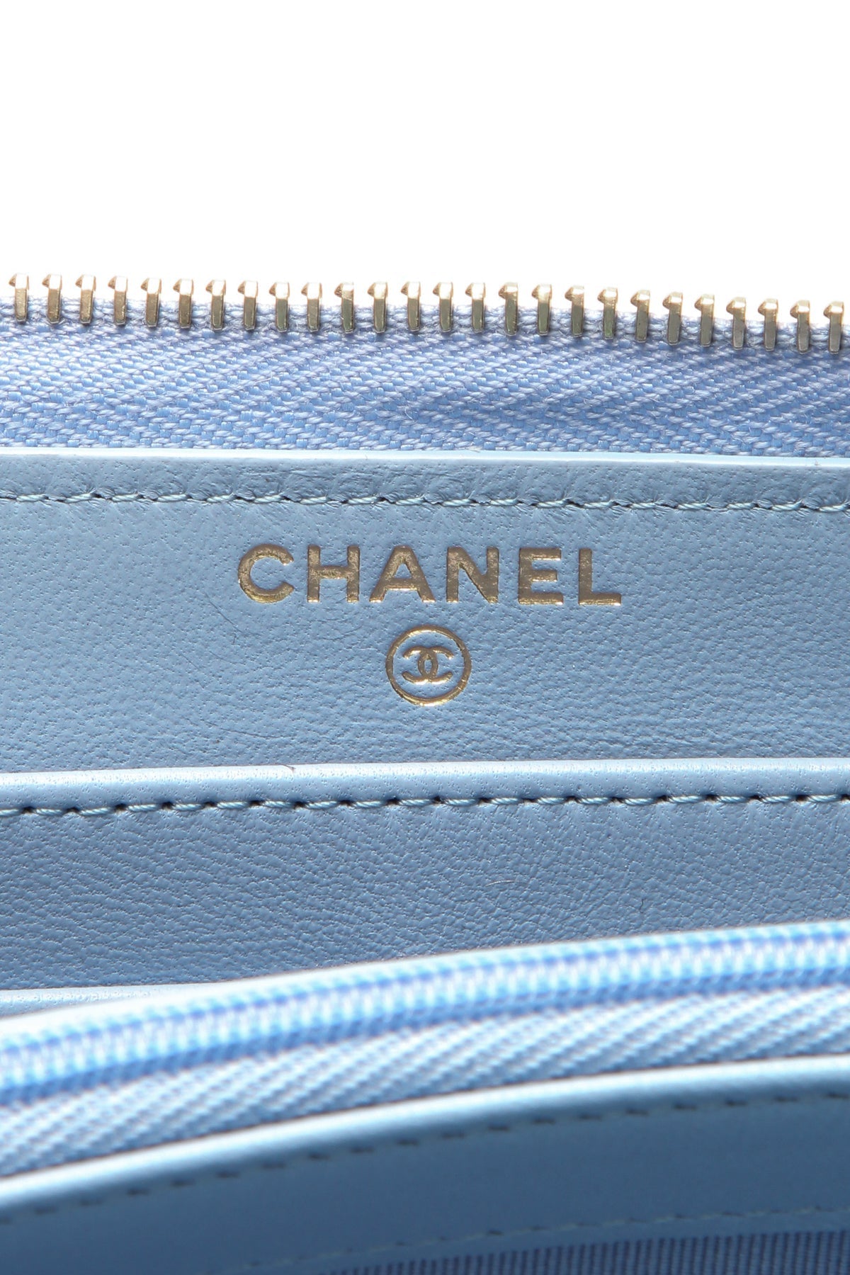 Quilted Classic Long Zip Wallet - Light Blue - image 6
