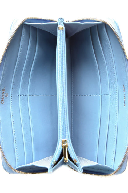 Quilted Classic Long Zip Wallet - Light Blue - image 4