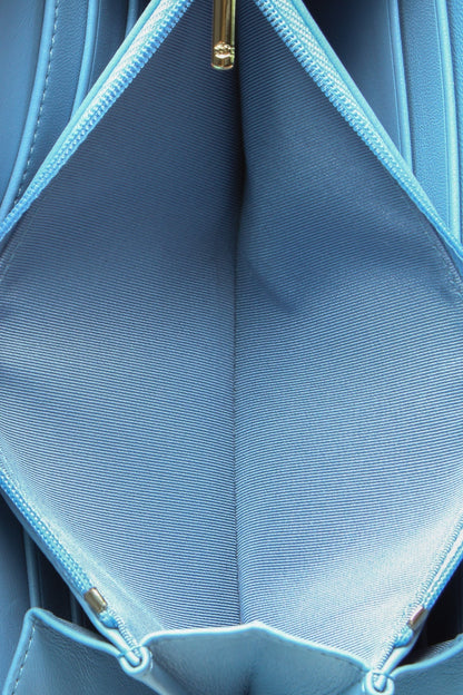 Quilted Classic Long Zip Wallet - Light Blue - image 5