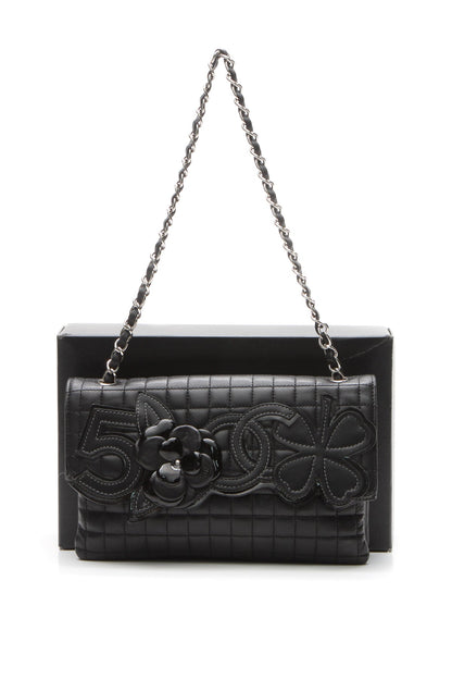 Camellia No.5 Flap Shoulder Bag - Black - image 13