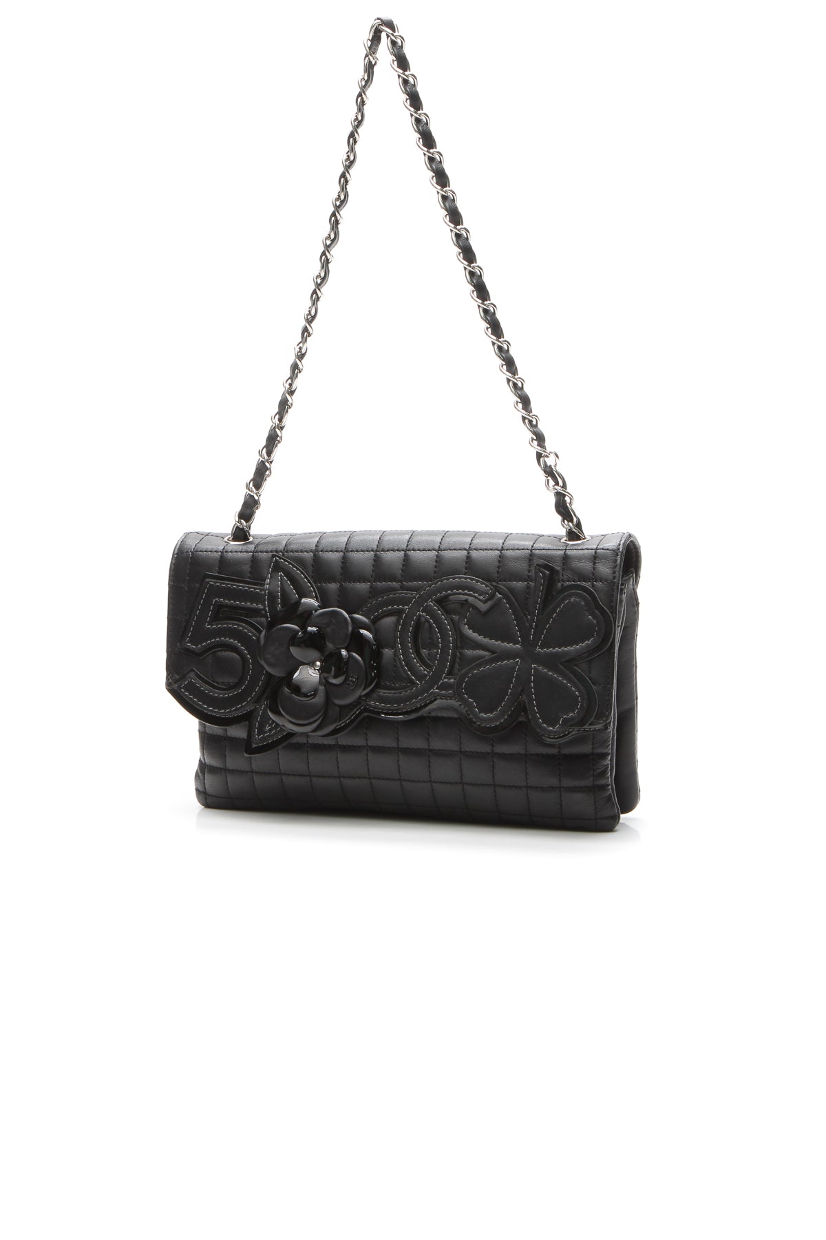 Camellia No.5 Flap Shoulder Bag - Black - image 1