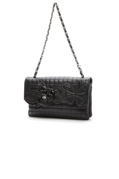 Camellia No.5 Flap Shoulder Bag - Black - image 1