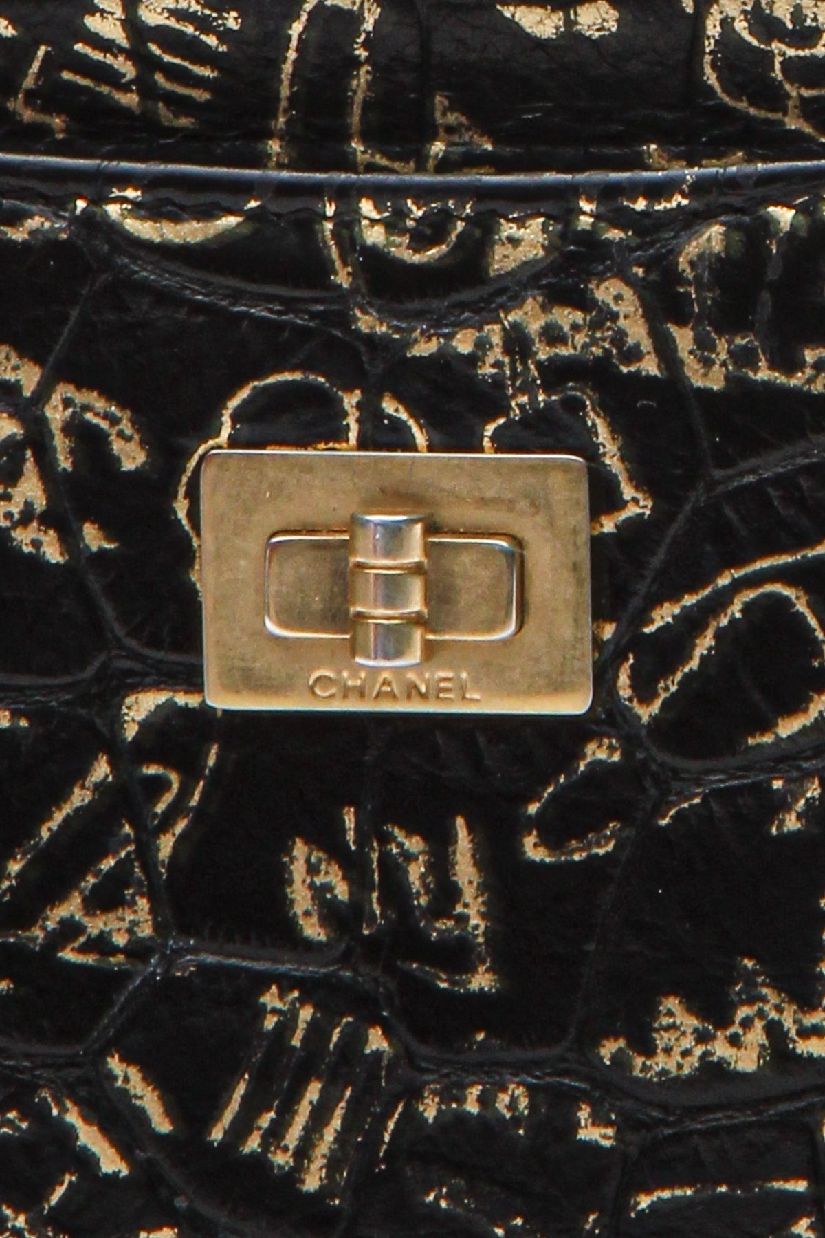 Paris-New York 2.55 Reissue Graffiti Print Pouch - Black/Gold - image 4