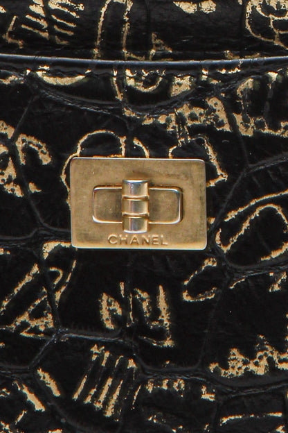 Paris-New York 2.55 Reissue Graffiti Print Pouch - Black/Gold - image 4