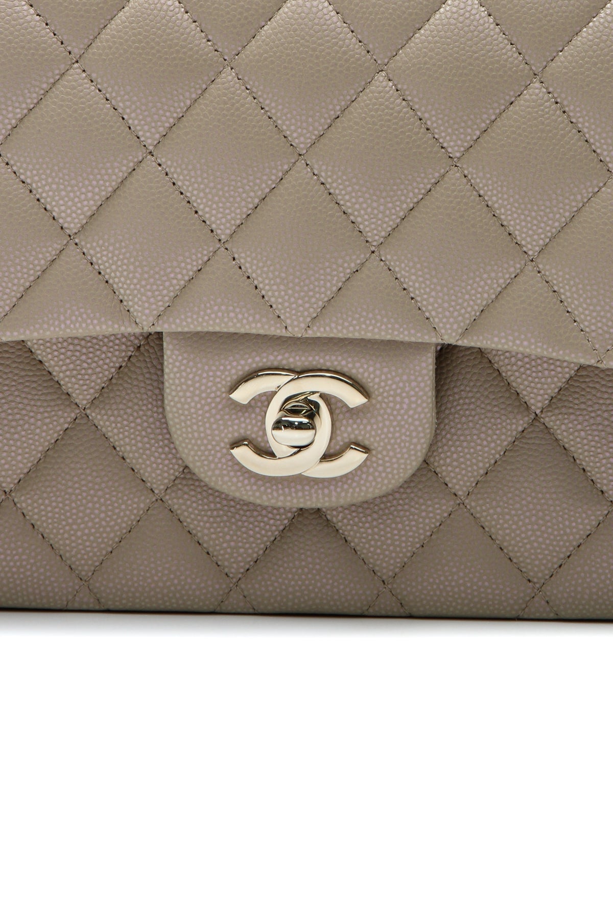 Iridescent Classic Medium Double Flap Bag - Dark Beige - image 6