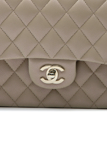 Iridescent Classic Medium Double Flap Bag - Dark Beige - image 6