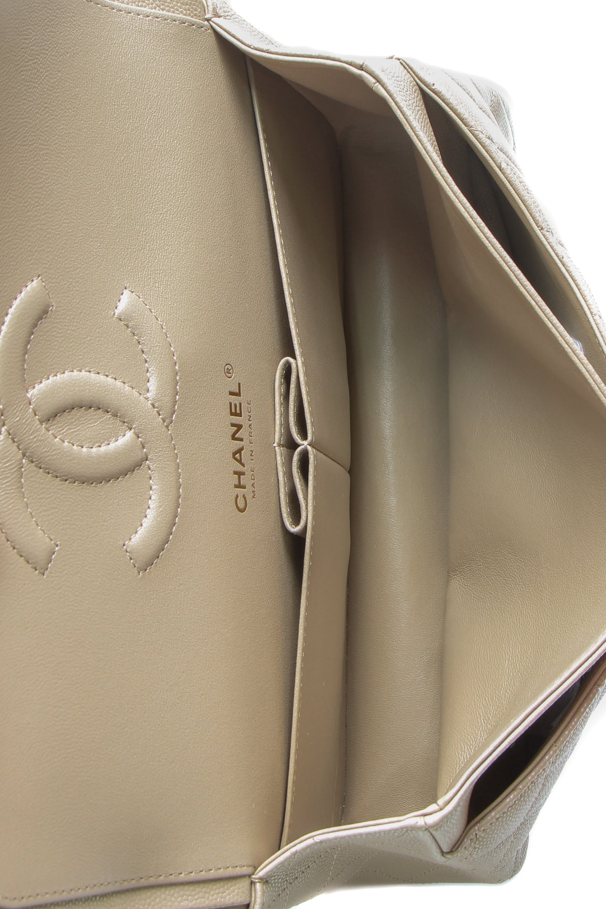 Iridescent Classic Medium Double Flap Bag - Dark Beige - image 7