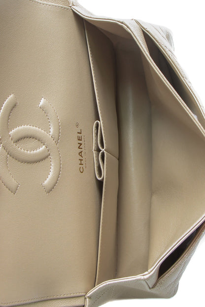 Iridescent Classic Medium Double Flap Bag - Dark Beige - image 7