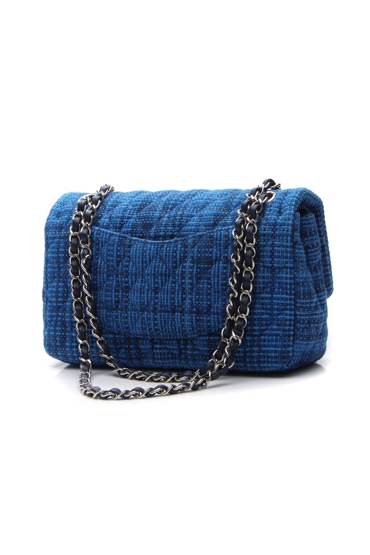 Tweed Classic Medium Double Flap Bag - Blue - image 3